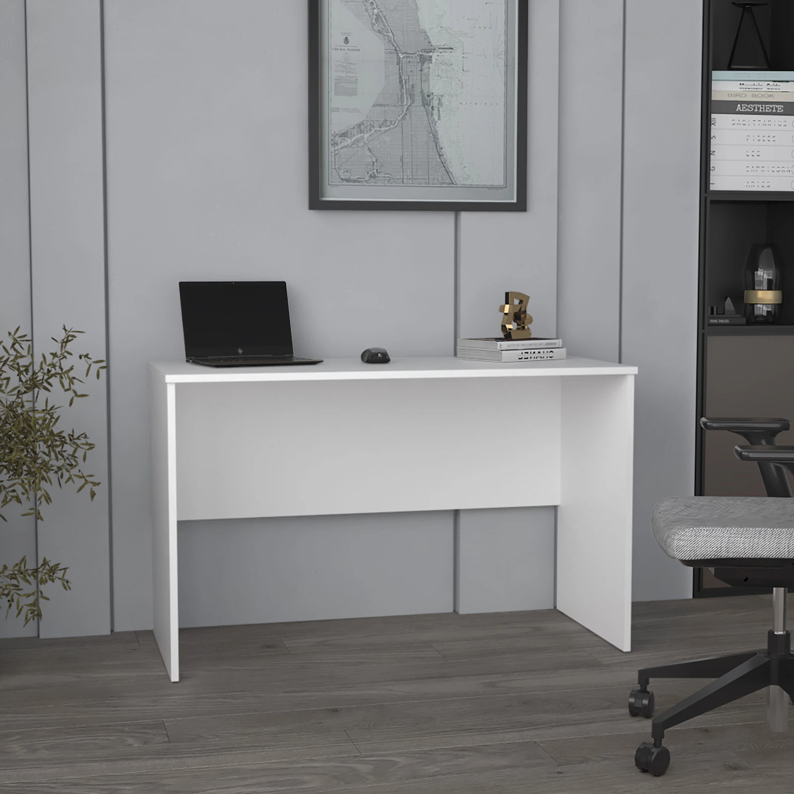 Malibu 47" Wide Study Desk White Modern Simple Com